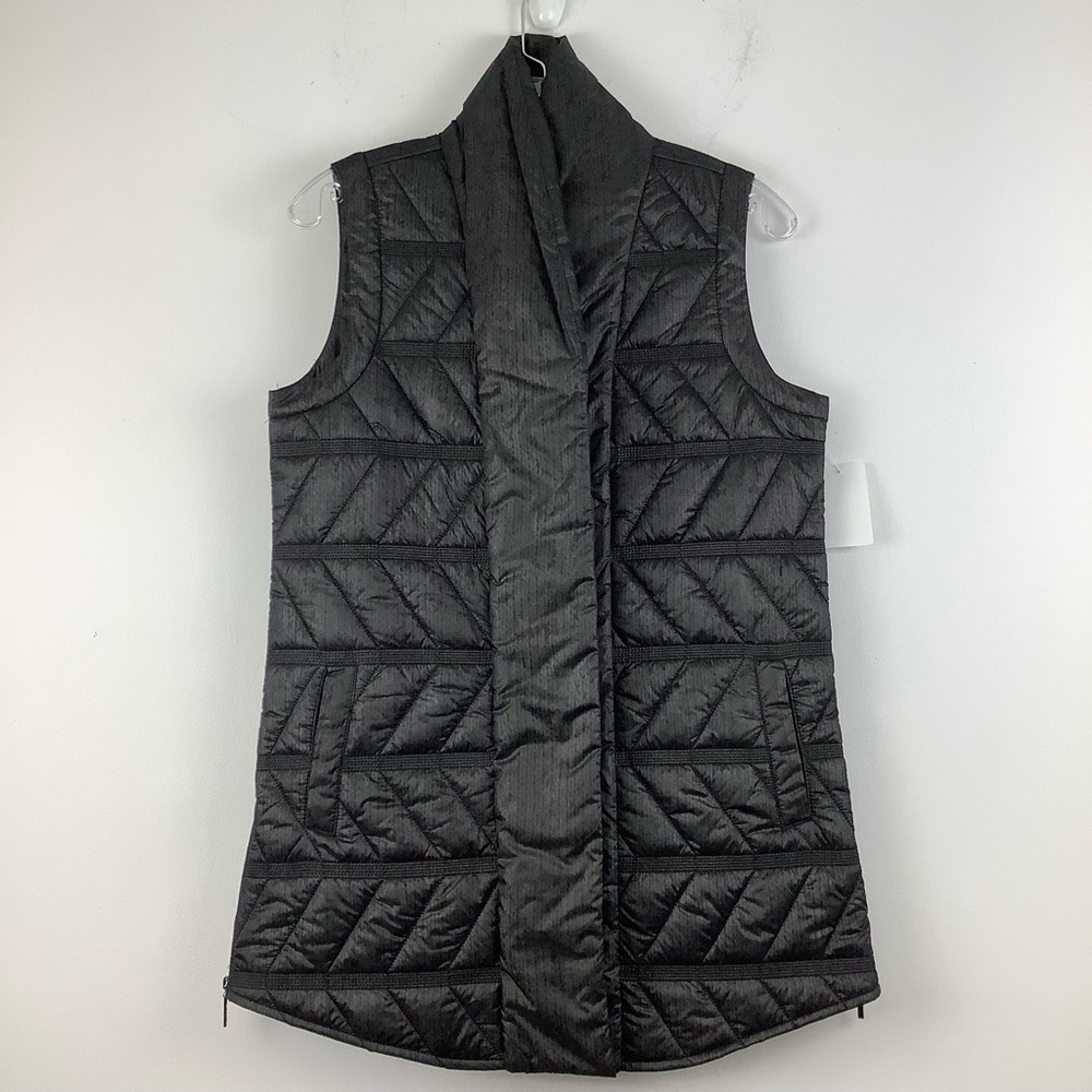 NWT BYLYSE Quilted Long Vest in Black